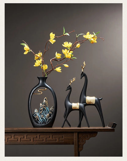 Criatividade estilo japonês feng shui riqueza vaso escritório sala de estar vasos de decoração de mesa para decoração de casa acessórios arte presente
