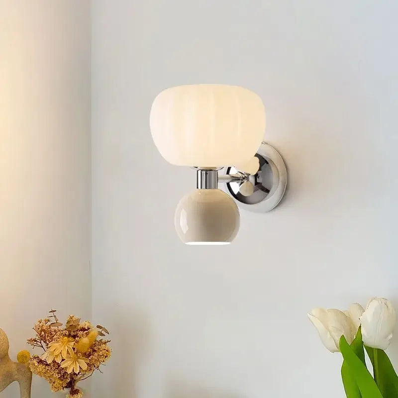 Decoração de parede decoração do quarto estilo creme criativo lâmpada média quarto cabeceira corredor lâmpada varanda cabeça dupla fundo lâmpada parede