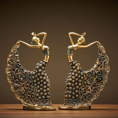 Resina Peacock Dancer Figurines, Escultura abstrata, Estátuas de arte para casa, escritório, decoração da sala