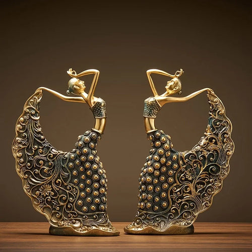 Resina Peacock Dancer Figurines, Escultura abstrata, Estátuas de arte para casa, escritório, decoração da sala