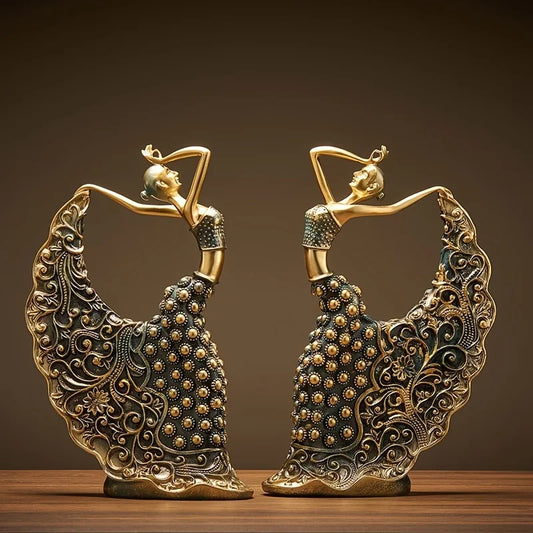 Resina Peacock Dancer Figurines, Escultura abstrata, Estátuas de arte para casa, escritório, decoração da sala