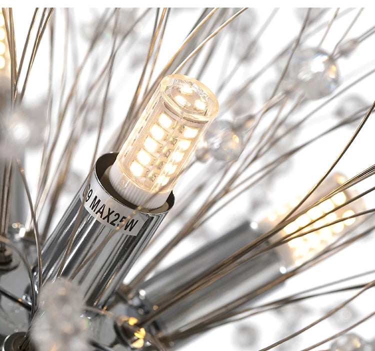 Céu moderno estrela bola de fogo pingente de cristal iluminação led dandelion restaurante, sala estar pingente, bar arte dinamarquês luminária