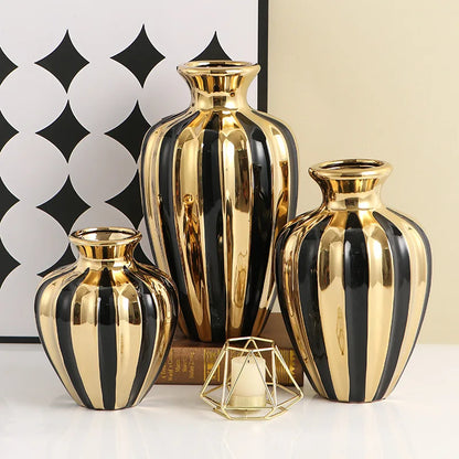 Luz de luxo pote cerâmica criativo sala estar vaso arranjo flor ornamentos frascos cerâmica mesa jantar decorações artesanato