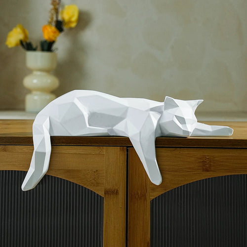 Estátua Geométrica de Gato - Decoração Moderna e Elegante