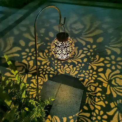 Jardim ao ar livre luz solar ferro arte pendurado luz oco led paisagem luz decoração do jardim luz de projeção à prova dwaterproof água