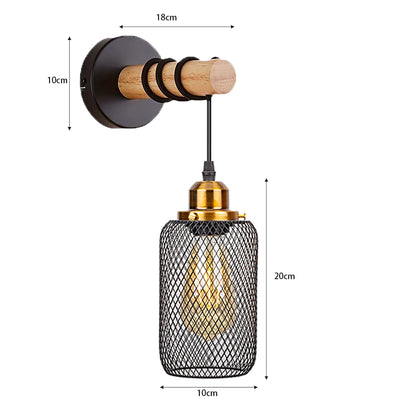 Retro madeira conduziu a luz de parede e27 220v 110v lâmpada industrial loft luminárias sala ao vivo lâmpada cabeceira decoração para o quarto restaurante