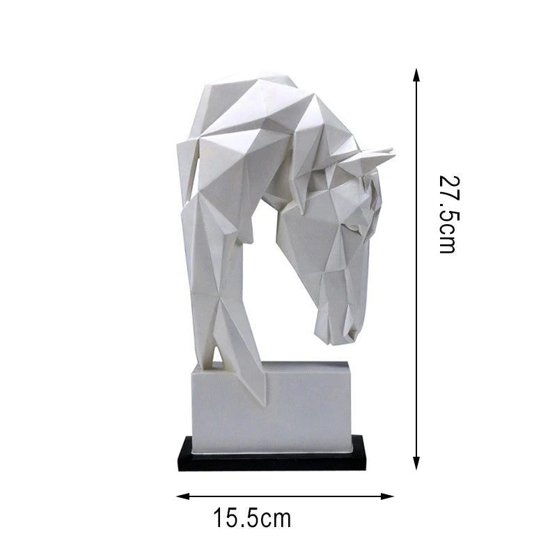 Cabeça de cavalo ornamentos resina nórdico moderno decoração para casa arte animal geométrico origami artesanato mobiliário mesa decoração estatueta