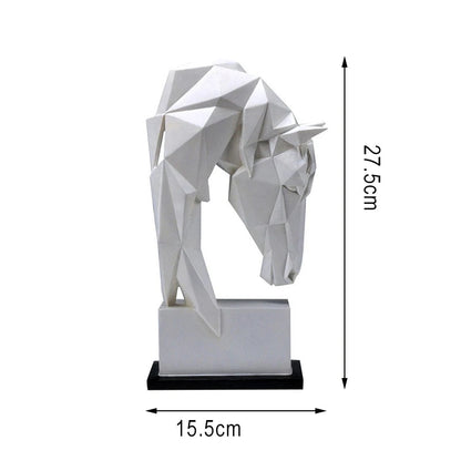Cabeça de cavalo ornamentos resina nórdico moderno decoração para casa arte animal geométrico origami artesanato mobiliário mesa decoração estatueta