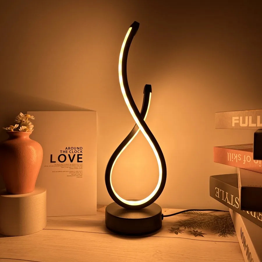 Criativo espiral led night light regulável 3 cores mesa noite lâmpada para sala de estar escritório quarto cabeceira decoração usb plug in