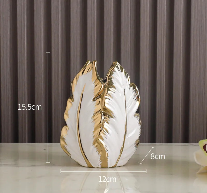 Vasos de cerâmica pintados a ouro de luxo com luz nórdica, sala de estar personalizada, decoração de varanda, armário de TV, casa criativa d