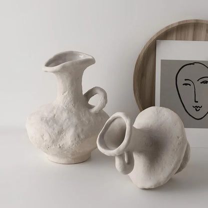 Vaso de flores simples estilo nórdico hidroponia, vasos brancos de cerâmica, acessórios de mesa, decoração estética de banheiro