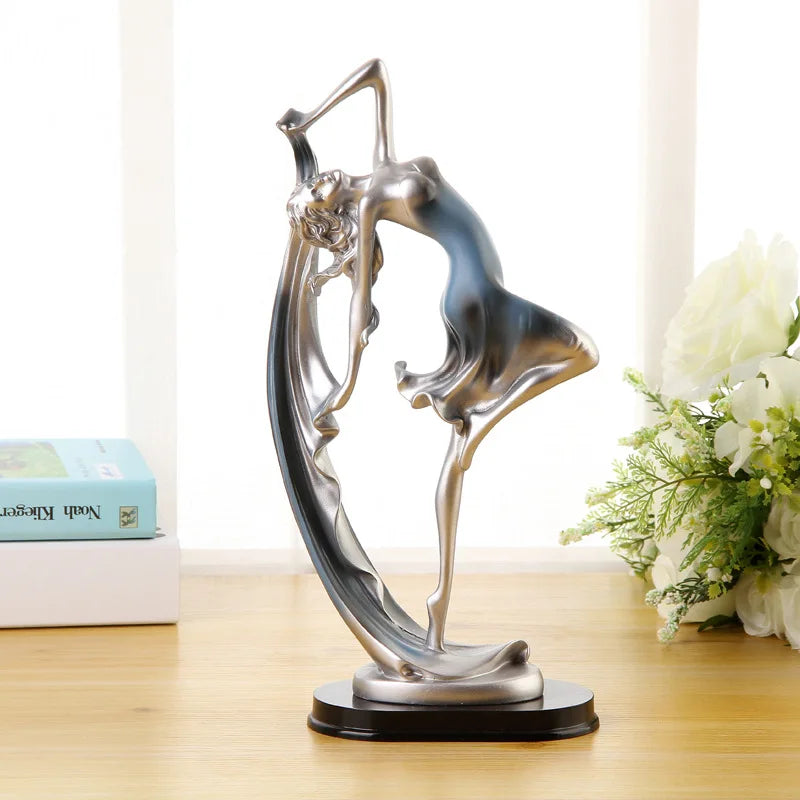 Europeia Bela Dança Menina Escultura, Resina Elegante Ofício Ornamento, Sala De Estar Figura Da Moda, Decoração