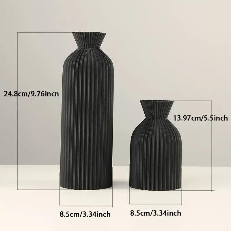 Vaso de plástico preto elegante – Peça central decorativa Boho Chic para casa, escritório e sala de estar