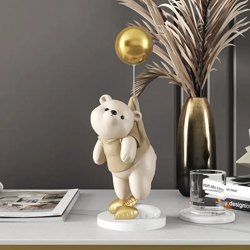 Decoração de casa criativa cão urso esculturas balão filhote de cachorro estátuas casa ornamento decorativo estatueta para armário tv sala estar decoração