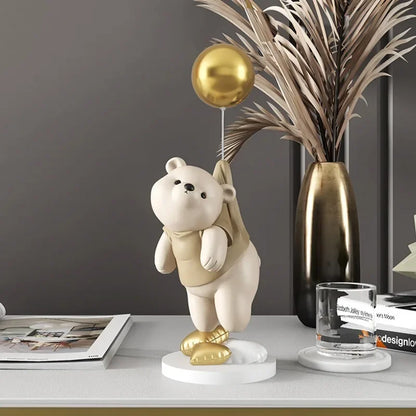 Decoração de casa criativa cão urso esculturas balão filhote de cachorro estátuas casa ornamento decorativo estatueta para armário tv sala estar decoração