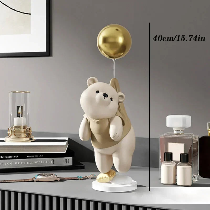 Decoração de casa criativa cão urso esculturas balão filhote de cachorro estátuas casa ornamento decorativo estatueta para armário tv sala estar decoração