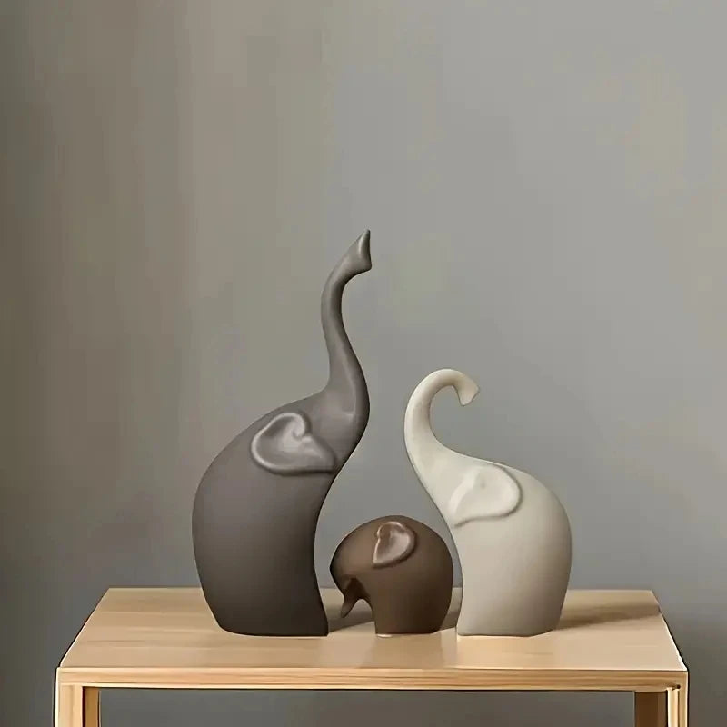 1 conjunto estilo nórdico elefante família de três estátuas de família esculturas animais ornamentos de mesa para amigo presentes exclusivos