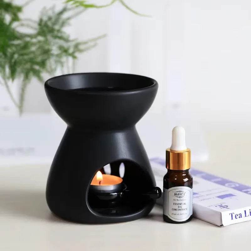 2 em 1 fogão de óleo essencial artesanal cerâmica vela suporte aquecimento quarto nightlight evitar queima seca yoga spa queimador incenso