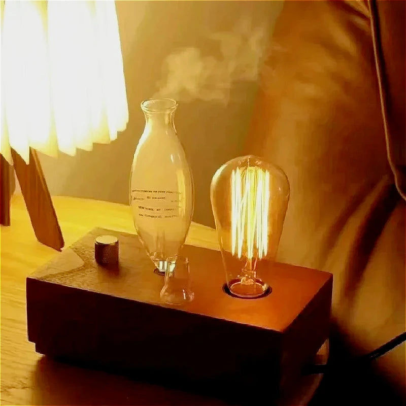 Difusor de óleo essencial puro sem água nebulizador difusor de aromaterapia elétrico de vidro de madeira difusores essenciais de aroma para casa