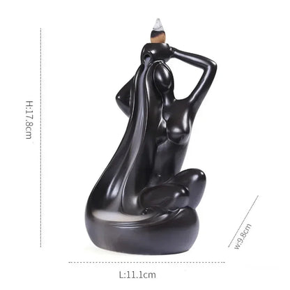 Elegante cerâmica Backflow incenso queimador para casa e decoração de escritório, bela figura feminina Design sem incenso, 1pc