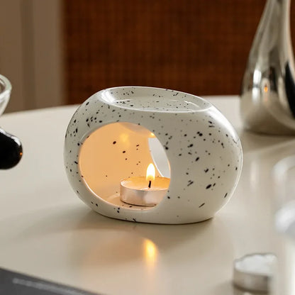 Simples preto vela suporte de aquecimento cerâmica óleo essencial reed difusor forno doméstico spa aromaterapia queimador incenso