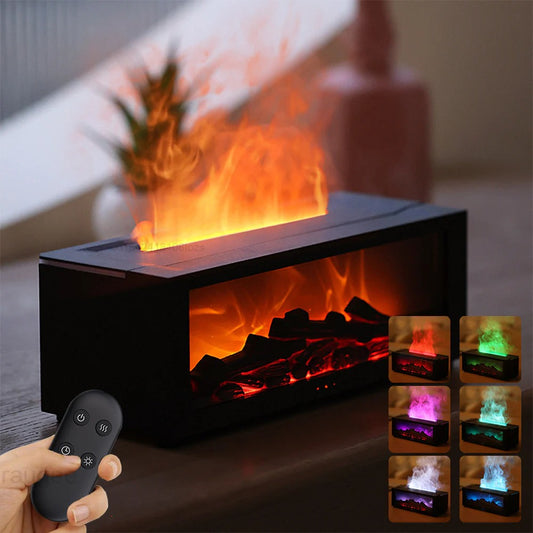 Difusor de Aromas com Chama Simulada 3D e Luz LED